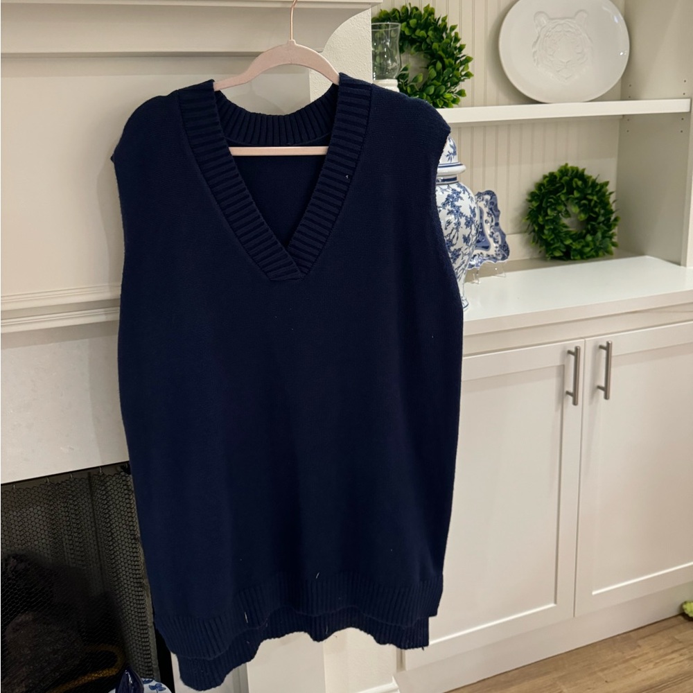 Navy Blue Sweater Vest Dress